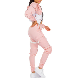 New Arrival Women's Nylon Two Piece Set Tracksuit Custom Logo And Design Windbreaker <b>Zipper</b> <b>Jacket</b> And Trouser Nylon Tracksuits - Product Image 4