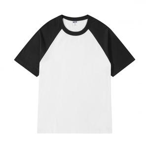 เสื้อยืดแขนราแกลนสีขาวดำสำหรับผู้ชาย ผ้าฝ้ายเจอร์ซีย์ 100% คอกลม ทรงปกติ สวมใส่สบาย ดีไซน์สีพื้นแบบบล็อก - Product Image 1