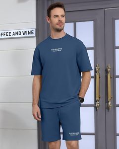 Conjunto Deportivo de 2 Piezas para Hombre, Camiseta Holgada con Hombros Caídos y Letras Estampadas, Pantalones Cortos, Traje Deportivo para Correr, Verano - Product Image 2