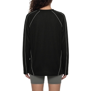 Women Black <b>Long</b> <b>Sleeve</b> Crew Neck <b>Mesh</b> Panel Running Training <b>Top</b> Raglan <b>Sleeve</b> Sports Wholesale Tee - Product Image 4