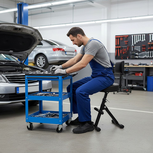 <b>Adjustable</b> Height Garage Workshop Chair with Backrest, Height <b>Adjustable</b> Mechanic Chair for Shop & Studio GAPGAR038 - Product Image 2