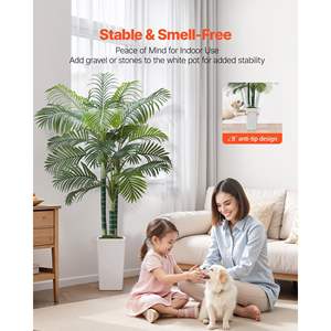 Palmier artificiel Areca de 1,80 m de haut, blanc, grand pot, plante artificielle en soie, pot de sol, décoration intérieure/extérieure, maison, bureau, salon - Product Image 3