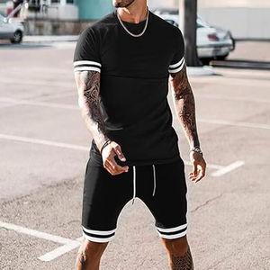Conjunto de Verano para Hombre, Fabricante de Camisetas y Pantalones Cortos Cargo de 2 Piezas, Algodón Casual, OEM, Logotipo Personalizado, Venta al Por Mayor - Product Image 5