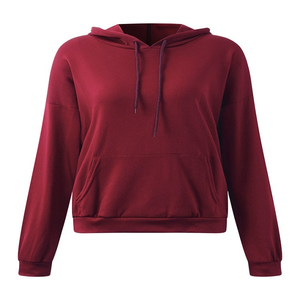 Sweat-shirt à capuche court pour femme, à manches longues, avec cordon de serrage, doux et décontracté, coupe ample, tendance pour le printemps et le style urbain - Product Image 1