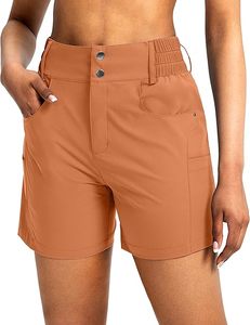 Shorts cargo taille haute pour femmes, idéaux pour la randonnée et le golf, avec poches, protection UPF 50+ anti-UV, séchage rapide, légers et extensibles - Product Image 1