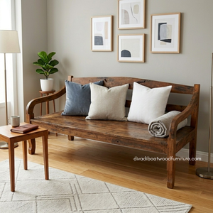 Handcrafted Rustic <b>Sofa</b> <b>Bed</b> with 3 Seater Natural Reclaimed Boat Wood Eco-Friendly for Home Villa Indoor Outdoor Furniture - Product Image 4