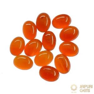 Pierre précieuse naturelle Agate Orange de Jaipur, taille ovale, polie avec traitements appliqués pour la fabrication de bijoux - Product Image 1
