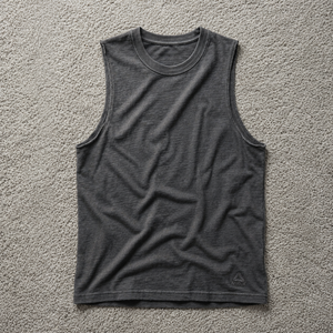T-shirt musculaire technique en coton épais pour homme, teint en pièce, texturé, sans manches, délavé à l'acide, style streetwear - Product Image 1