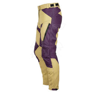 Pantalon de moto en cuir pour homme avec protection renforcée des genoux et design résistant à l'abrasion - Product Image 5