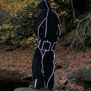 Wholesale Custom Made Winter Printed Nylon <b>Men</b> Windbreaker Set Baggy Oversize Running Jogging Reflector Tracksuit Windproof - Product Image 5