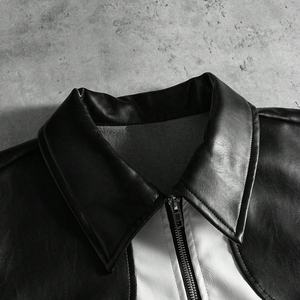 แจ็คเก็ตหนังทรงบ็อกซี่แบบครอป ซิปหน้า สไตล์วินเทจ แฟชั่นผู้ชาย ระบายอากาศ กันลม สีสันใหม่ รับผลิตตามสั่ง ขายส่ง - Product Image 4