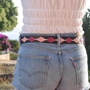 Cinturón de Polo Pampa Cross Berry/rosa/blanco, Cinturón de Polo Ecuestre de Cuero Genuino, Cinturones de Cuero para Montar a Caballo para Hombre - Product Image 3