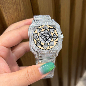 Reloj de Lujo con Diamantes Moissanite, Cuadrado, de Cuarzo, Acero Inoxidable, Estilo Hip Hop, Personalizado - Product Image 3