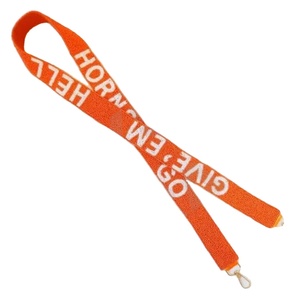 Give Em Hell Customized White Gold Seed Bead Bag Straps 'Hook Em Horns' Stylish Fashion Accessory Beaded Purse Strap - Product Image 1