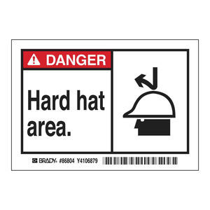 Etiquetas Autoadhesivas Brady DANGER para Casco de Seguridad, Duraderas, Impermeables, Señales de Seguridad para Interiores/Exteriores, Acabado Mate con Holograma UV - Product Image 1