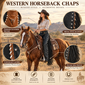 ROYAL INTERNATIONAL RI FC-06 Chaps en cuir robuste pour femmes, style western |   Chaps d'équitation authentiques avec poche fonctionnelle, marron - Product Image 5