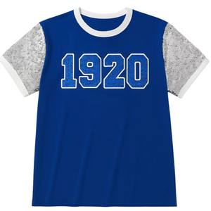 เสื้อยืดแขนยาวปักเลื่อมสีฟ้า 1920 ฟินเออร์ บลู ซีควิน ปักลายสีขาว สำหรับงานปาร์ตี้รับปริญญาของชมรมหญิงสาวกรีก - Product Image 1