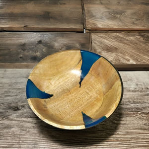 Tazón de Servir Minimalista de Madera de Mango y Resina con Logotipo Personalizado, Ecológico y Único, Vajilla para Mesa, Decoración para el Hogar - Product Image 1