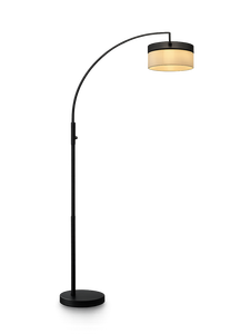 Lámpara de Pie Moderna LED con Base de Metal, Pantalla de Tela, Altura Ajustable, Regulable, Luz Blanca Cálida 2700K, Casquillo E26, 100W - Product Image 1
