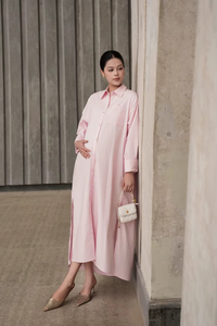 Vestido Maxi Holgado de Maternidad para Mujer, Prenda Informal, Transpirable, Ligero, Tejido 100% Algodón Ecológico - Product Image 2