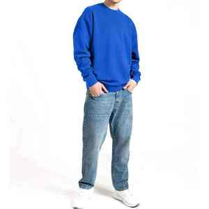 Best Quality New Casual Streetwear Solid Color Men Pullover Sweatshirt Winter Warm Long Sleeve 100% Cotton Fleece Custom Logo - Product Image 2