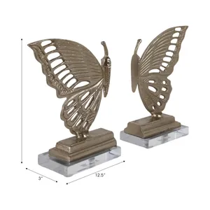 Sujetalibros Redondos de Aluminio Chapado en Oro, 3 Pulgadas de Altura, Decoración para el Hogar, Tema Animal, Impresión por Grabado, Artesanía en Metal - Product Image 1