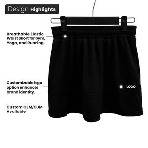 Comfortable Fitted Workout Shorts with Side Slit Casual Summer Mini Length <b>Skort</b> with Natural Waistline - Product Image 4