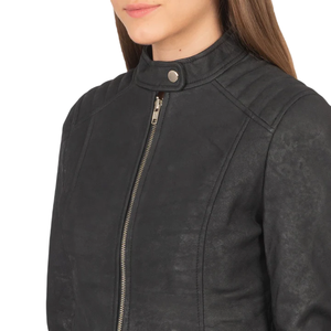 Chaqueta de Motociclista Leathertex Premium Hecha a Mano para Mujer, Estilo Café Racer, Cuero de Oveja Semimate, Temporada de Otoño - Product Image 2