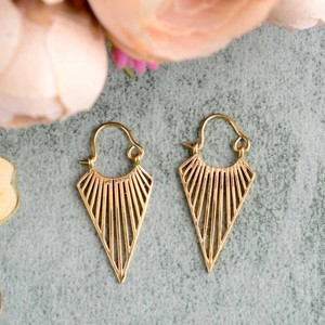 Boucles d'oreilles créoles géométriques plaquées or pour femmes, style bohème, bijoux en alliage - Product Image 1