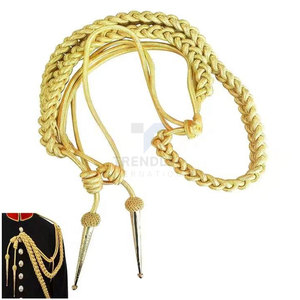 สายสะพายไหล่แบบถักเคลือบเมทัลลิกสีทอง Aiguillette ทำจากผ้าฝ้าย/ไนลอน คุณภาพพรีเมียม สำหรับงานพิธี สามารถปรับแต่งได้ เหมาะสำหรับเครื่องแบบ - Product Image 1