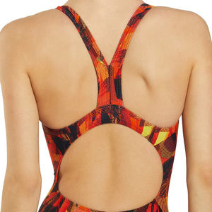 Women's Quick Dry Neck One-Piece Swimdress 4-Way Stretch Nylon-Spandex Solid Pattern Beachwear - Product Image 5