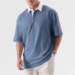 เสื้อโปโลแขนสั้นคุณภาพสูงสำหรับผู้ชายสำหรับฤดูร้อน ดีไซน์คอเสื้อเรียบง่าย ผ้าถักระบายอากาศได้ดี พร้อมลายพิมพ์ - Product Image 1