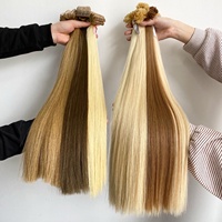 Extensions de Cheveux Humains Remy Vietnamiens Blond Clair, Tissage en Paquets, Qualité Supérieure Grade 12A, Sans Nœuds