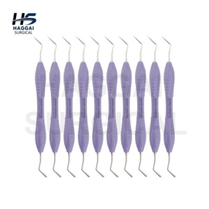 Instrument composite double extrémité avec manche en silicone violet, en acier inoxydable antiadhésif, pour la dentisterie restauratrice, certifié CE - Product Image 4