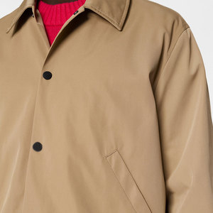 Men's Beige <b>Canvas</b> Shirt Jacket Turn-down Collar Regular Fit Workwear Style Solid Color Button Closure Autumn Wear - Product Image 3