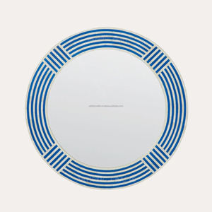Blue and WhiteCustom Modern Round Resin Inlay Wall <b>Hanging</b> <b>Mirror</b> Frame Handmade for Home Decor-for Bedroom <b>Bathroom</b> - Product Image 1