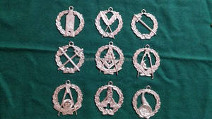 Handcrafted Masonic Regalia Bullion Wire Embroidery Gold & Silver Metal <b>Pin</b> <b>Badges</b> with Square Pattern and Safety <b>Pin</b> Attachment - Product Image 5