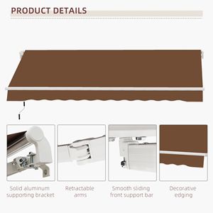 Toldo Retráctil Manual de 10FT X 8FT con Manivela Fácil de Abrir, Plegable, Protección UV para Patio, Terraza, Jardín, Inspirado en Café - Product Image 5
