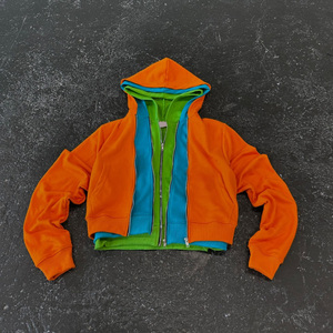 Sudadera con capucha para hombre, hecha a medida, con triple cremallera, 350 GSM, felpa francesa, logotipo impreso, tres capas, con cremallera, vibrante. - Product Image 1