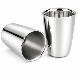 Vasos de acero inoxidable premium de doble pared con acabado de espejo, diseño minimalista, para fiestas, hogar y hoteles, vajilla. - Product Image 3