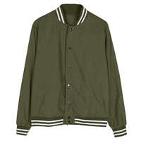 Blouson bomber unisexe vert olive, couleur unie, style décontracté, fermeture à boutons, coupe classique, matière en laine, vêtement d'hiver, personnalisable sur le devant