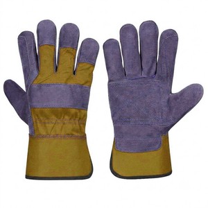 Guantes de Seguridad de Cuero Verde y Morado Antideslizantes Resistentes a la Abrasión con Puntas Reforzadas para Uso General con Puño Recto - Product Image 2