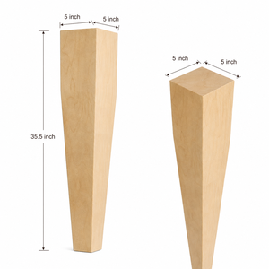 Pieds carrés coniques en bois massif non finis pour îlot de cuisine, table, armoire, comptoir, colonnes de support, poteau en bois massif - Product Image 2
