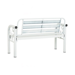 Modern White All Metal 2-Seater <b>Bench</b> Patio Garden Café Indoor Hallway Outdoor Loveseat <b>Bench</b> KD - Product Image 4