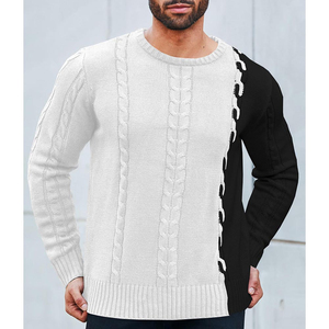 Men's 100% Cotton Custom Logo Winter Casual Lightweight Knit Pullover Sweater Breathable Anti-shrink - Product Image 2
