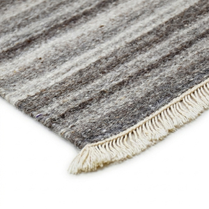 Tapis en laine tufté à la main DECORDEC beige gris géométrique, fait main, écologique, antidérapant, à poils moyens épais, pour salon - Product Image 5