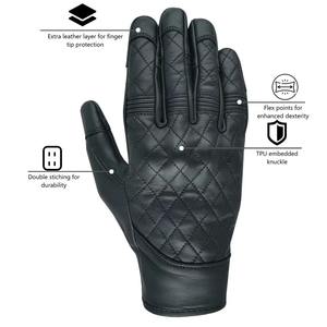 Guantes de Motocicleta Punchin Sports de Cuero Real y TPU, Antideslizantes, con Doble Parche de Gamuza en la Palma, Protección Completa para los Dedos, Pantalla Táctil, Cierre de Gancho y Bucle - Product Image 6