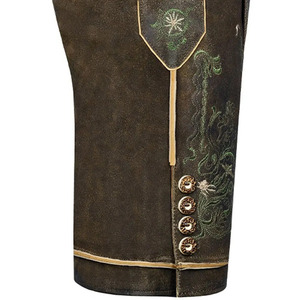 Pantalones Cortos Largos de Cuero para Hombre, Estilo Bávaro Austriaco Alemán, de Gamuza Sólida con Aspecto Vintage, Bordados, Casuales - Product Image 4