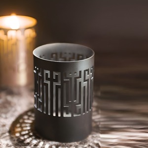 Cylinder Metal Candle Holder Die Cutting Design Steel <b>Heat</b> Resistant Home Decoration - Product Image 2