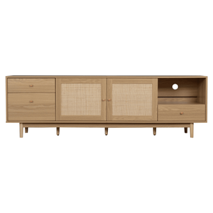 Mobile TV Moderno in Legno Stile Boho con Cassetti Aperti per TV da 65, 75, 85 Pollici, Stile Rustico - Product Image 2